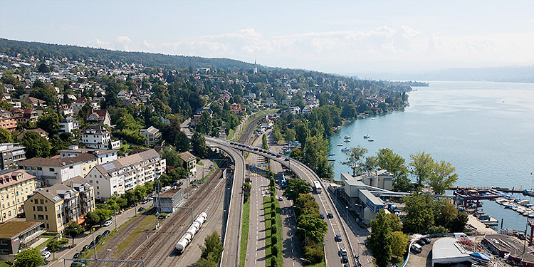 Der Blick auf die Überführung an der Dufourstrasse von Zürich aus. (Bild: zvg)