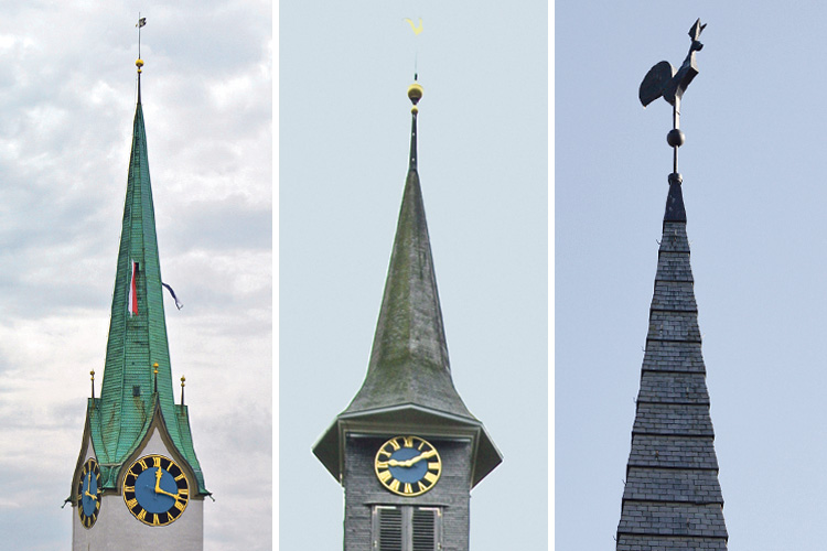 Die Aussichten für einen Zusammenschluss der reformierten Kirchen Zollikon (l.), Zumikon (m.) und Zollikerberg stehen gut. (Bilder: Archiv)