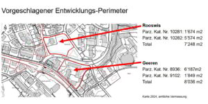 Beide Grundstücke zusammen haben nach Bauordnung eine Ausnützung von 41 200 Kubikmeter, mögliche Bauhöhe 13,5 Meter. (Bild: zvg)